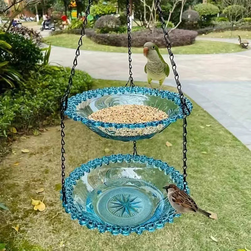 WingBath | Vintage vogelvoeder met waterbad – hangende voederbak voor buiten