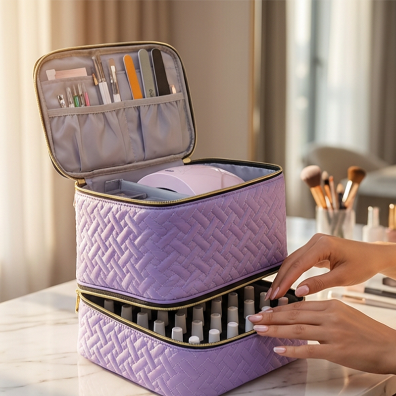 BeautyVault | Make-uptas met dubbele laag en grote capaciteit, cosmetica-organizer van PU-leer
