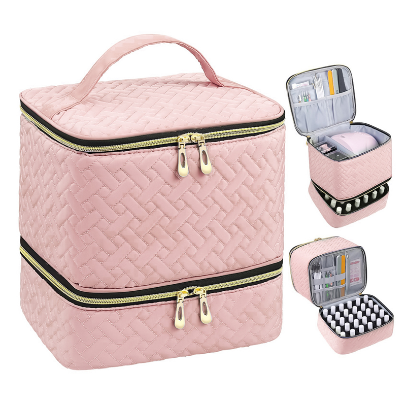 BeautyVault | Make-uptas met dubbele laag en grote capaciteit, cosmetica-organizer van PU-leer