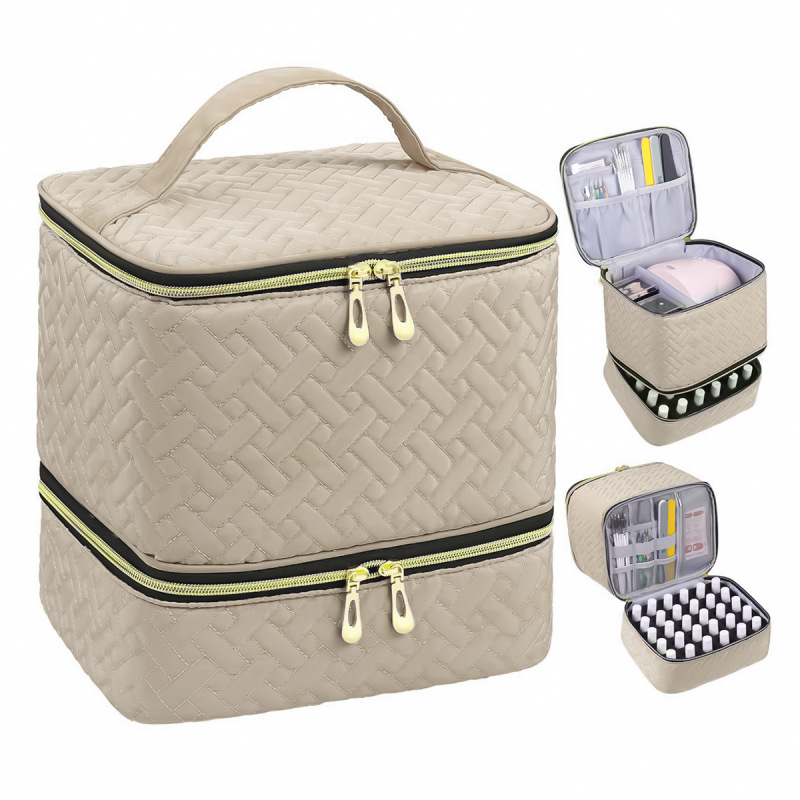 BeautyVault | Make-uptas met dubbele laag en grote capaciteit, cosmetica-organizer van PU-leer