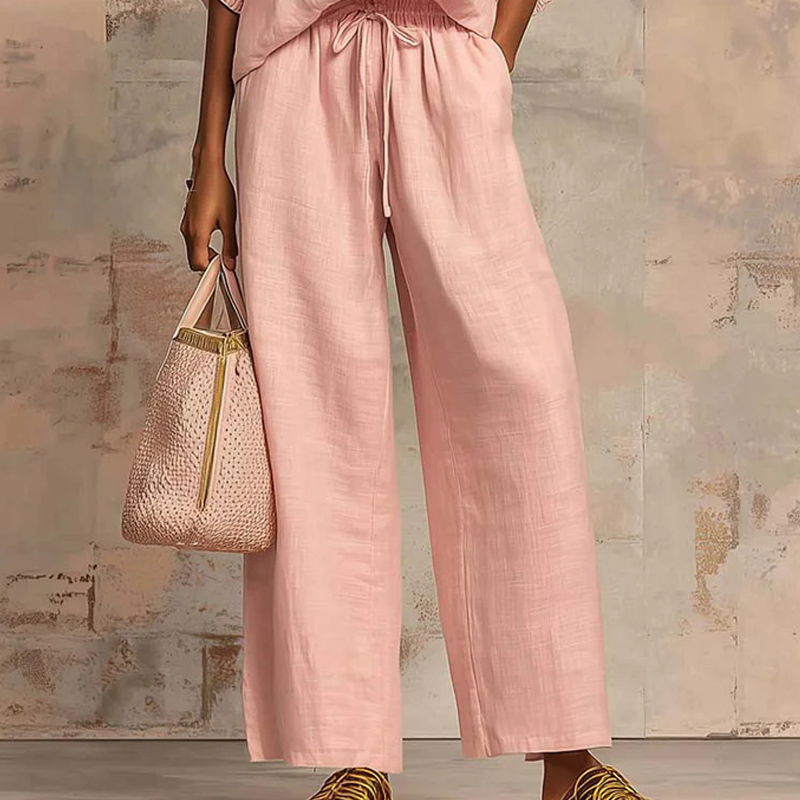 Valena | Set voor dames – Outfit met blouse met pofmouwen en palazzo-broek