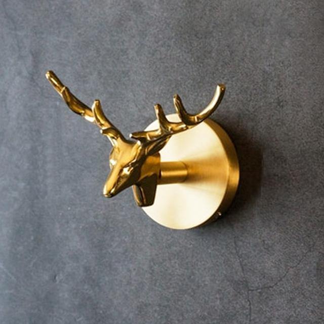 WildHang | Messing Animal Kapstokhaken - Decoratieve Muurhaken met Gouden Accent