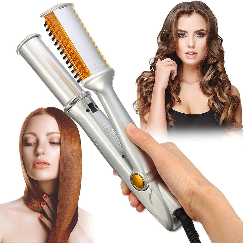 FlexStyle | 2-in-1 roterende stijltang met warme borstel – professionele styling, anti-kroes, geschikt voor alle haartypes