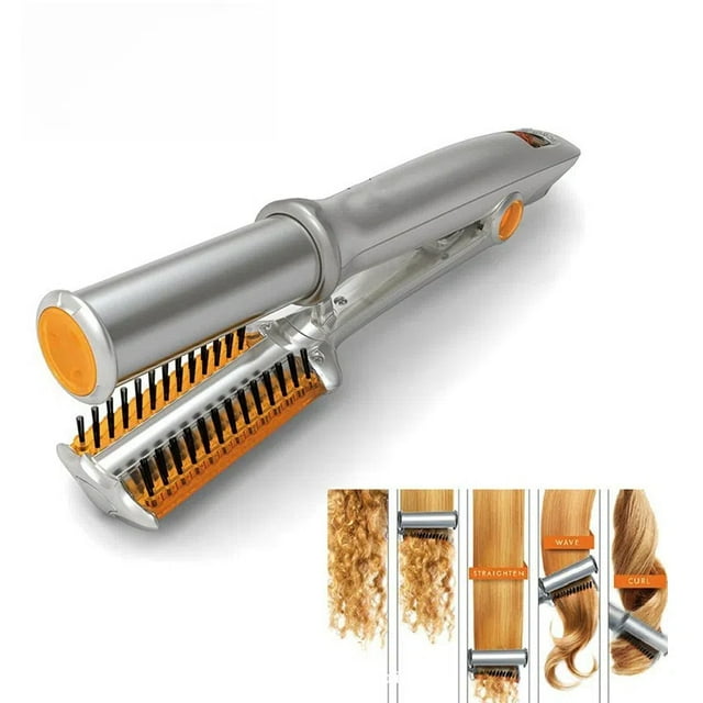 FlexStyle | 2-in-1 roterende stijltang met warme borstel – professionele styling, anti-kroes, geschikt voor alle haartypes