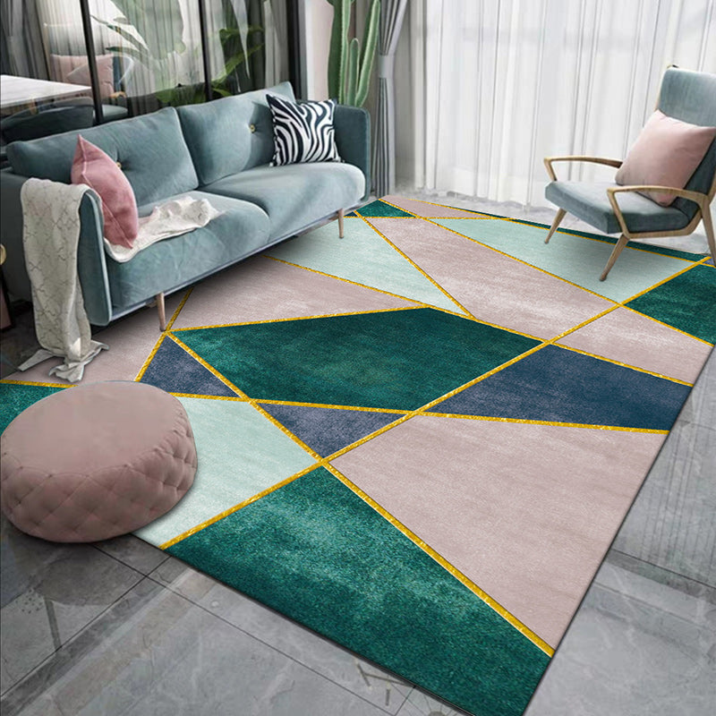 RugiQ | Modern geometrisch tapijt – Wasbaar antislip polyester tapijt voor de woonkamer