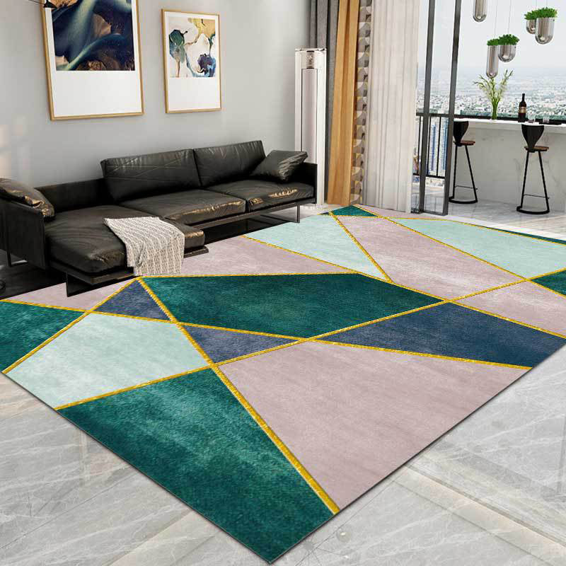 RugiQ | Modern geometrisch tapijt – Wasbaar antislip polyester tapijt voor de woonkamer