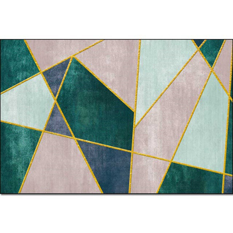 RugiQ | Modern geometrisch tapijt – Wasbaar antislip polyester tapijt voor de woonkamer