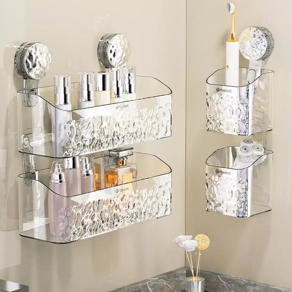 StickRack | Badkamerplank zonder boren – Acryl douche-organizer