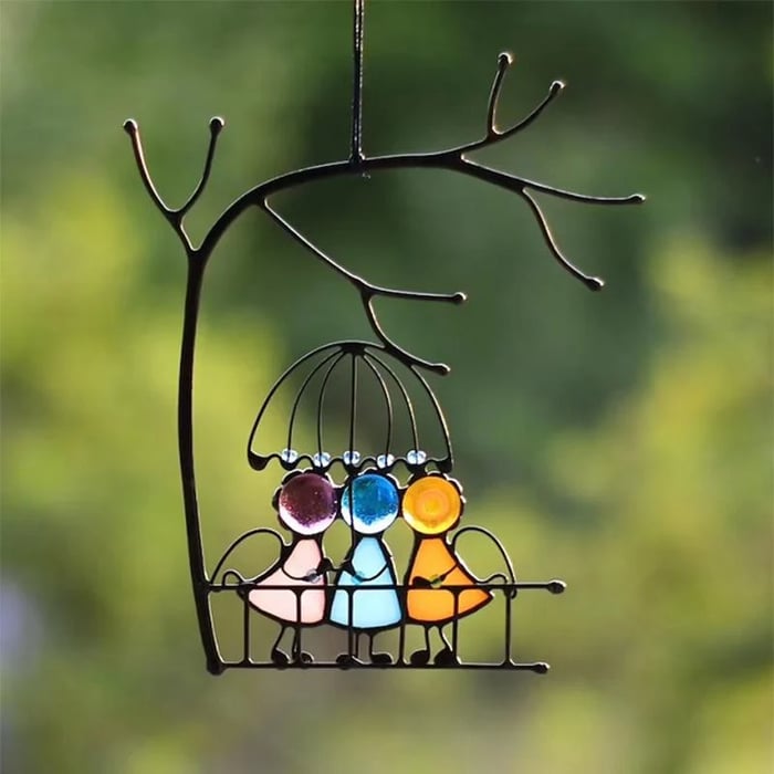 PrismVeil | Minimalistisch Glas-in-lood Raam- & Wandbehang - Duurzame UV-veilige Sun Catcher
