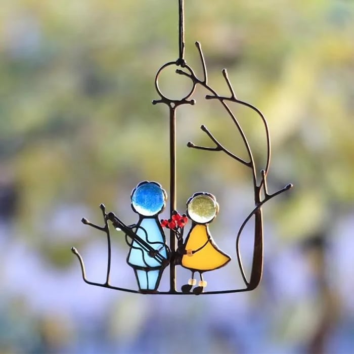 PrismVeil | Minimalistisch Glas-in-lood Raam- & Wandbehang - Duurzame UV-veilige Sun Catcher