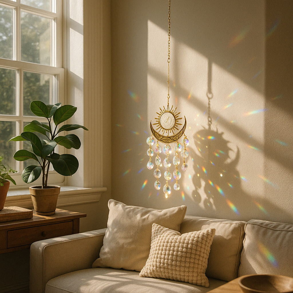 CrystalFlare | Elegante Kwarts Prisma Zonnevanger - Kleurrijke Lichtbreking, Raam Ophangen