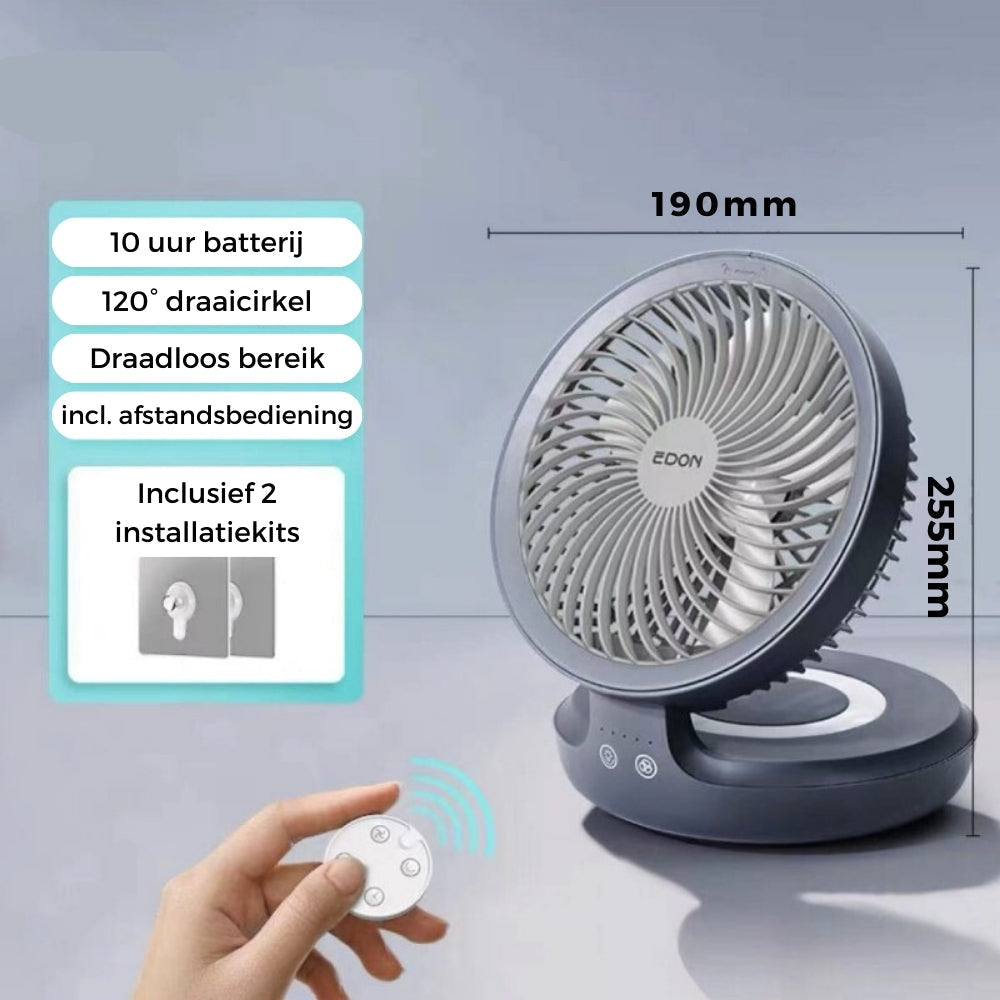 FlipAir | Opvouwbare ventilator - draagbaar, wandmodel & tafelmodel, ideaal voor op reis en thuis
