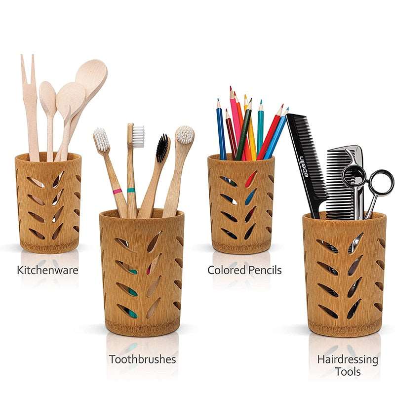 BrushKeep | Bamboe tandenborstelhouder met 360° ventilatie, afvoer, badkamerorganizer, milieuvriendelijk