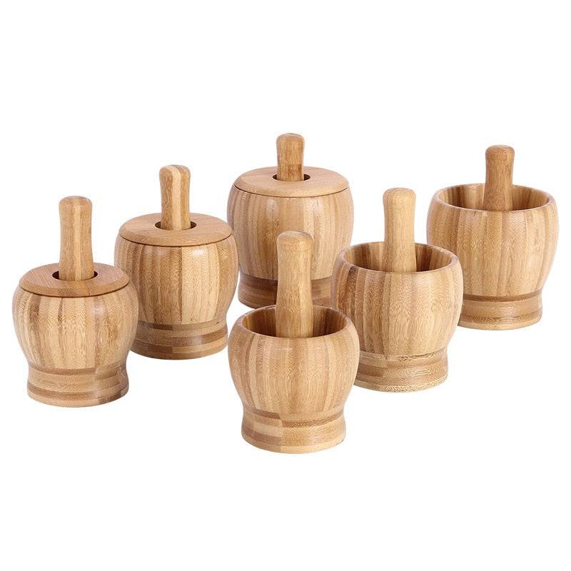 HerbMash | Bamboe knoflookpers & molenpot – keukenmixer, knoflookpers met deksel