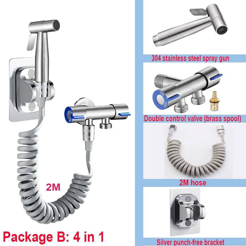 JetSpray | Handbediende toiletdouche – Roestvrijstalen bidet, badkamerhygiëne, instelbare waterstroom