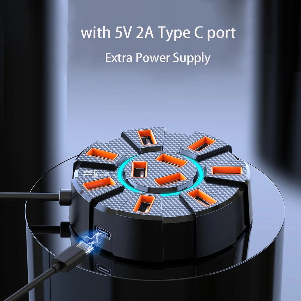 FlexiHub | 10-poorts USB-hub en splitter – Voeding voor muis, toetsenbord en HDD-connector
