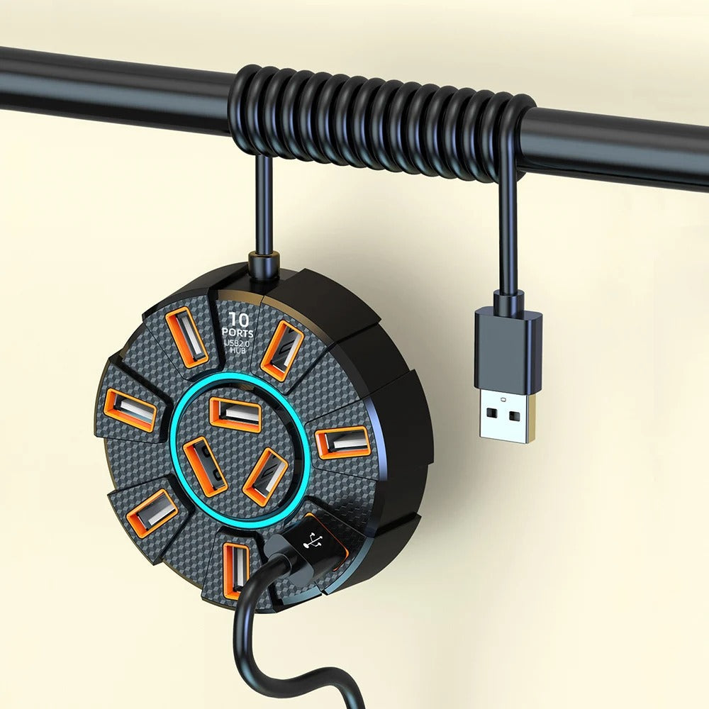 FlexiHub | 10-poorts USB-hub en splitter – Voeding voor muis, toetsenbord en HDD-connector