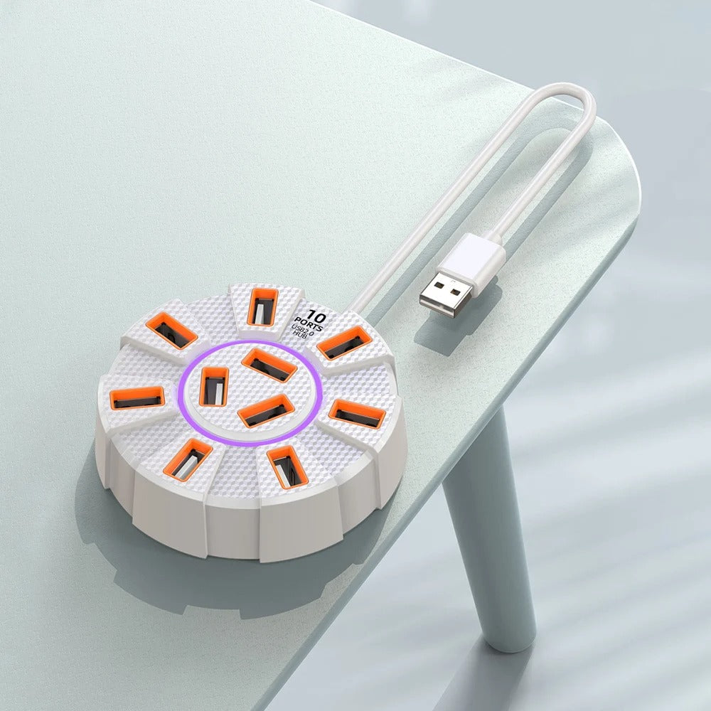 PortPair | USB-hub en splitter voor muis en toetsenbord – 10 poorten, RGB-verlichting, Type-C-voeding