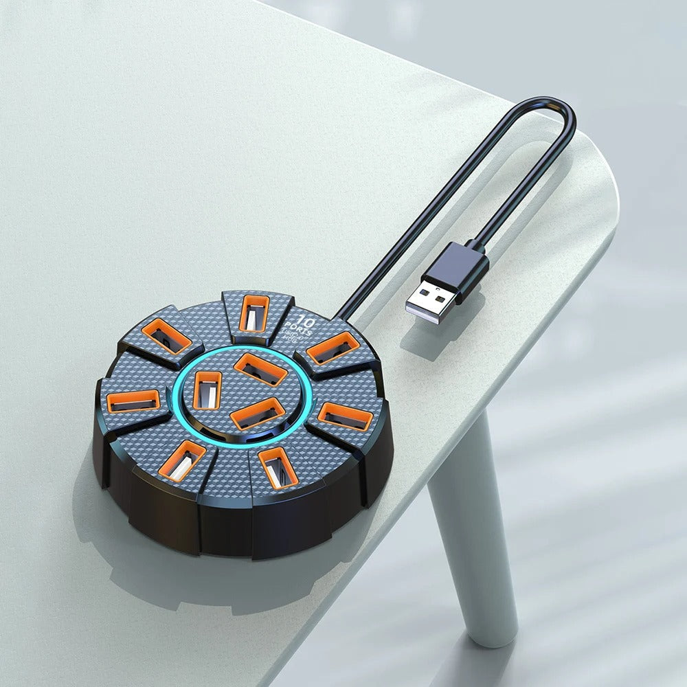 FlexiHub | 10-poorts USB-hub en splitter – Voeding voor muis, toetsenbord en HDD-connector