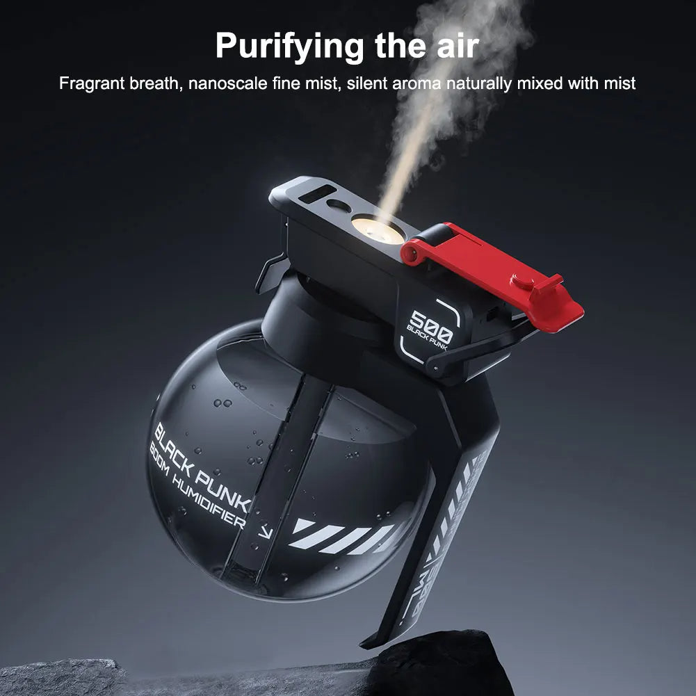DiffuBlast | Granaat Aromatherapie Luchtbevochtiger – USB, Silent Mist, 500 ml tank voor thuis en op kantoor