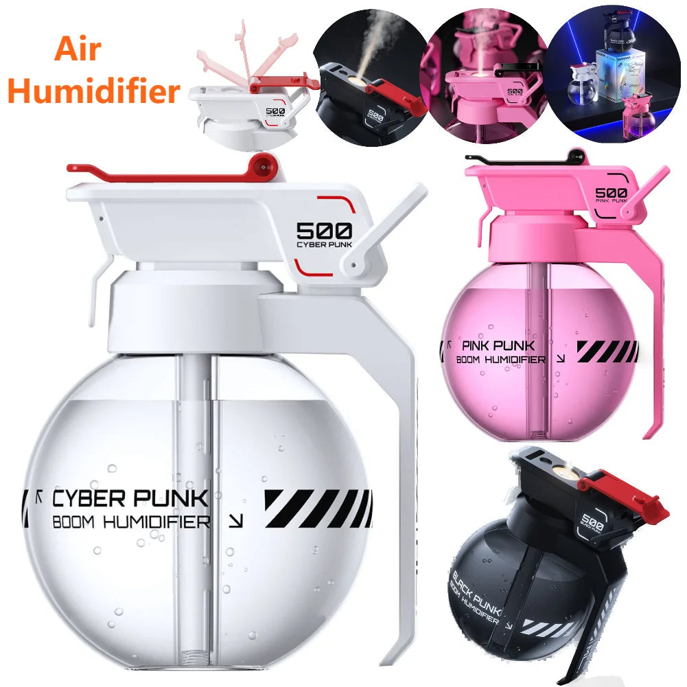 DiffuBlast | Granaat Aromatherapie Luchtbevochtiger – USB, Silent Mist, 500 ml tank voor thuis en op kantoor