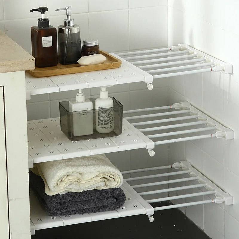 Cabinex | Verstelbaar rek met verdelers – Uitschuifbare kast & kledingkastorganizer voor kleding, schoenen en opslag