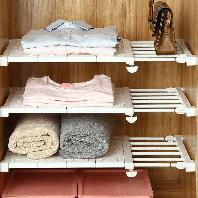 Cabinex | Verstelbaar rek met verdelers – Uitschuifbare kast & kledingkastorganizer voor kleding, schoenen en opslag