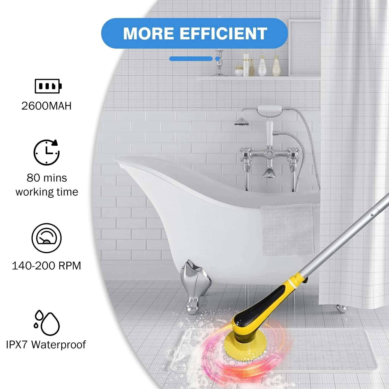TurboScrub | 10-in-1 oplaadbare elektrische reinigingsborstel – waterdichte schrobber voor oppervlakken in huis, keuken en badkamer