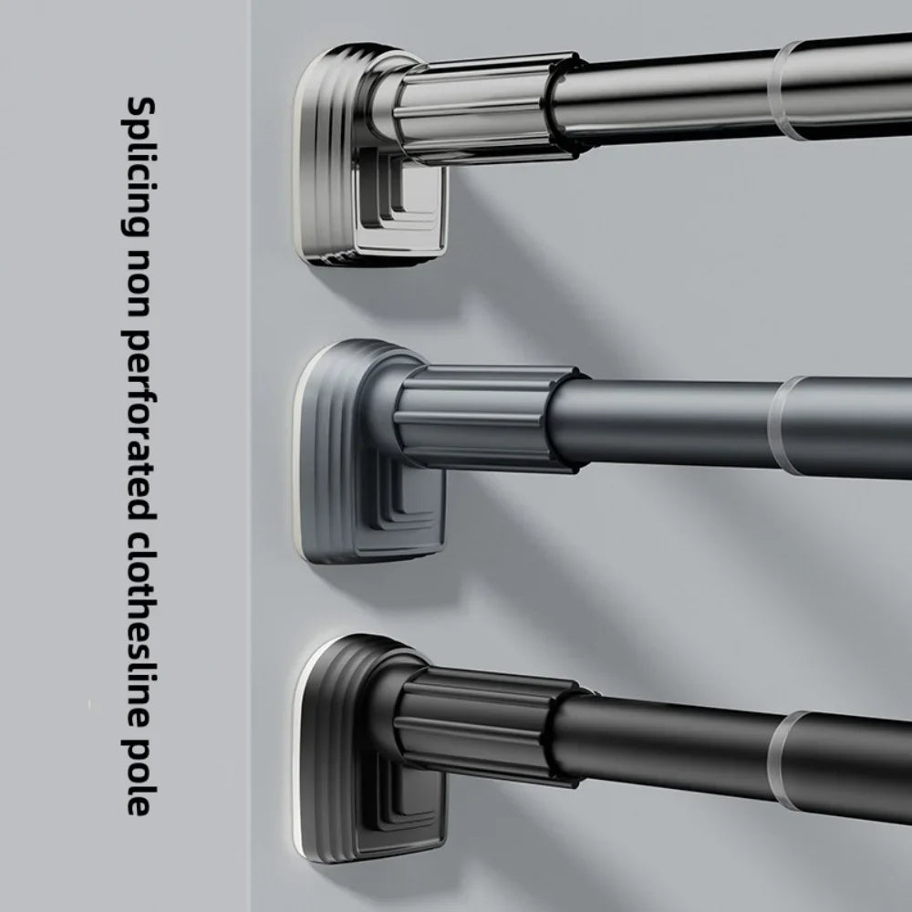 ZenRod | Verstelbare roestvrijstalen douchegordijnstang – telescopisch, zonder boren, voor het drogen van kleding