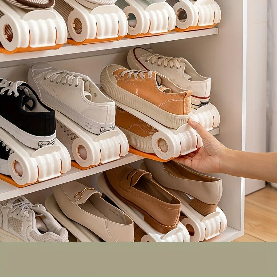 TidyShoe | Modulair verstelbaar schoenenrek – ruimtebesparende dubbellaagse organizer voor in de kast