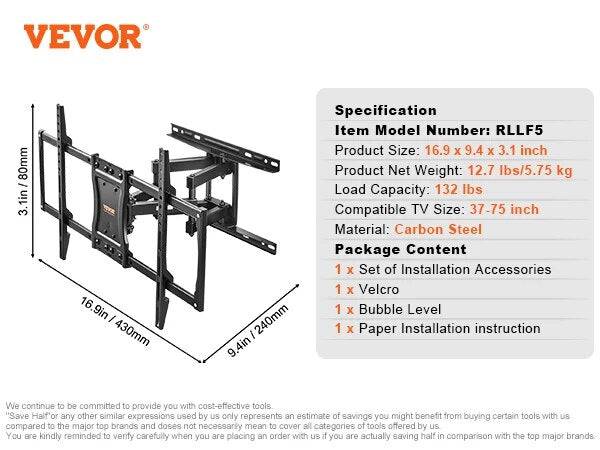 TVPivot | Full Motion TV-wandbeugel 26-90 inch – Draaibaar, kantelbaar, uitschuifbare scharnierende armen