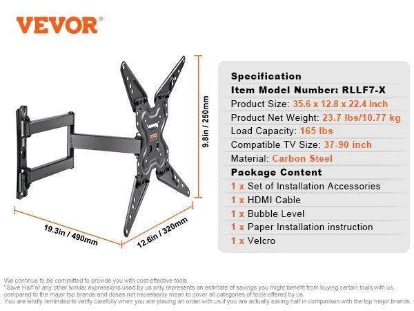 TVPivot | Full Motion TV-wandbeugel 26-90 inch – Draaibaar, kantelbaar, uitschuifbare scharnierende armen