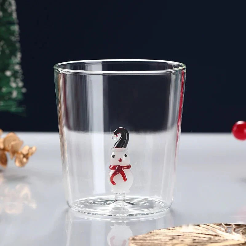 TwinkleCup | Feestelijke transparante glazen mok – Perfect voor kerstdrankjes en cadeauverpakkingen