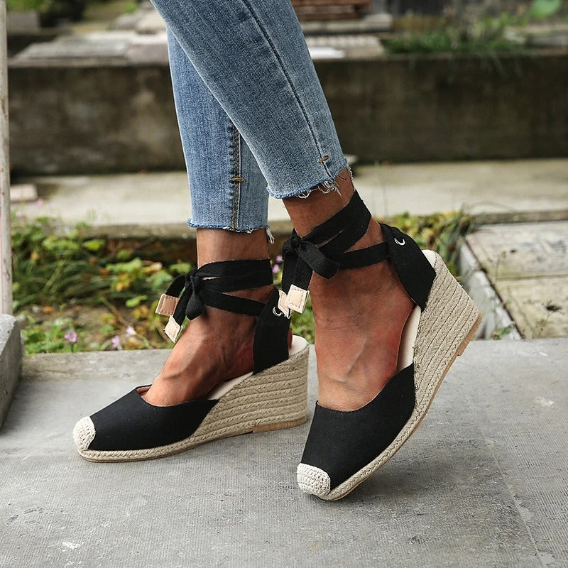 Elevia | Sandalen met Sleehak en Veters – Plateaus, Zomerse Casual & Feestelijke Schoenen