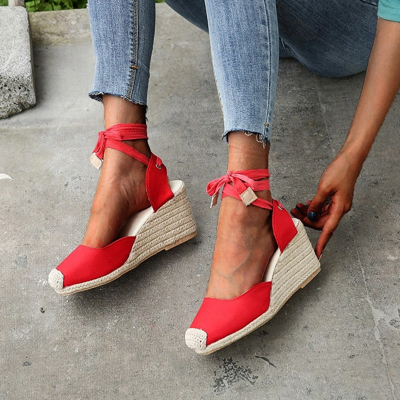 Elevia | Sandalen met Sleehak en Veters – Plateaus, Zomerse Casual & Feestelijke Schoenen