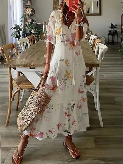 Teya | Dames bohemian maxi-jurk – boho lange jurk, casual zomer strand maxi-jurk