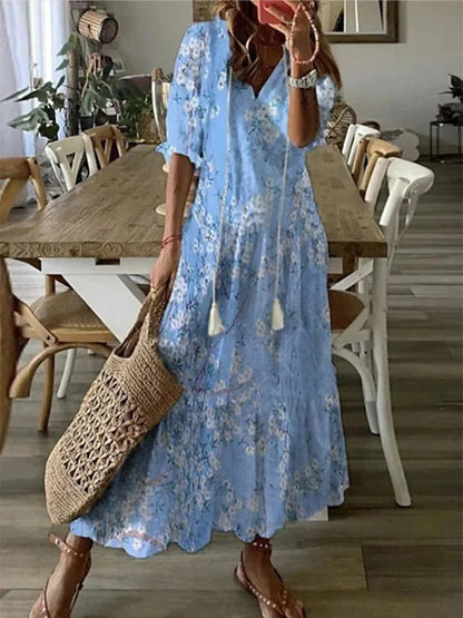 Teya | Dames bohemian maxi-jurk – boho lange jurk, casual zomer strand maxi-jurk