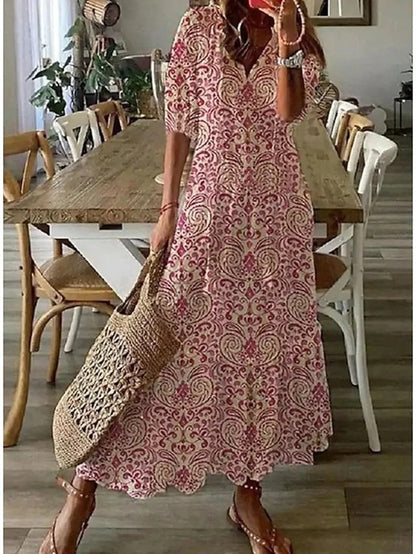 Teya | Dames bohemian maxi-jurk – boho lange jurk, casual zomer strand maxi-jurk