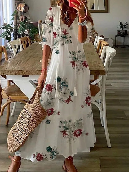 Teya | Dames bohemian maxi-jurk – boho lange jurk, casual zomer strand maxi-jurk