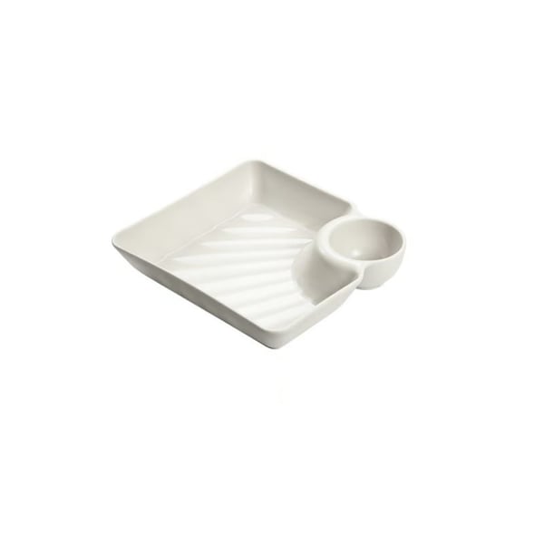 SmartServe | Dipschaal met geïntegreerd sauscompartiment – Serveerschaal voor chips & dip