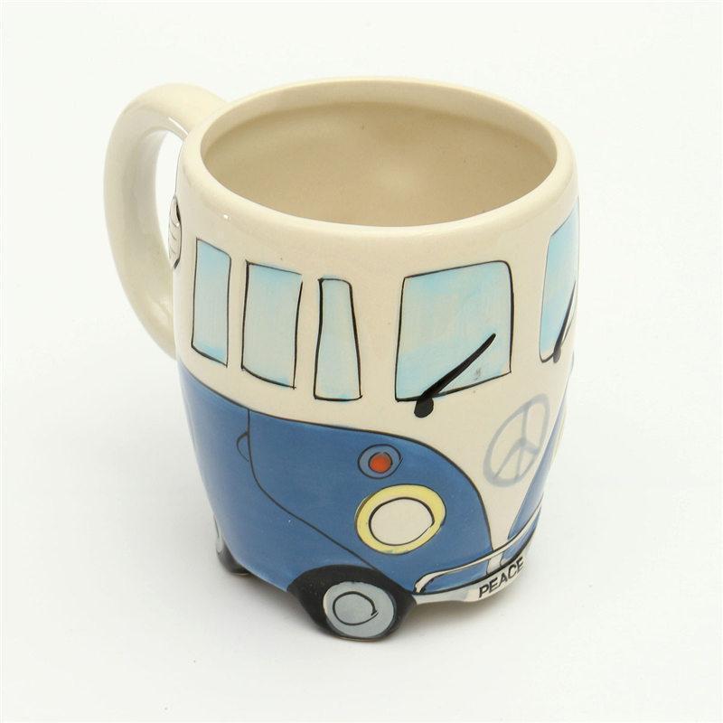 GroovyCup | Hippie Bus koffiemok – Retro camperbus theekopje, 330 ml keramische reismok voor warme dranken