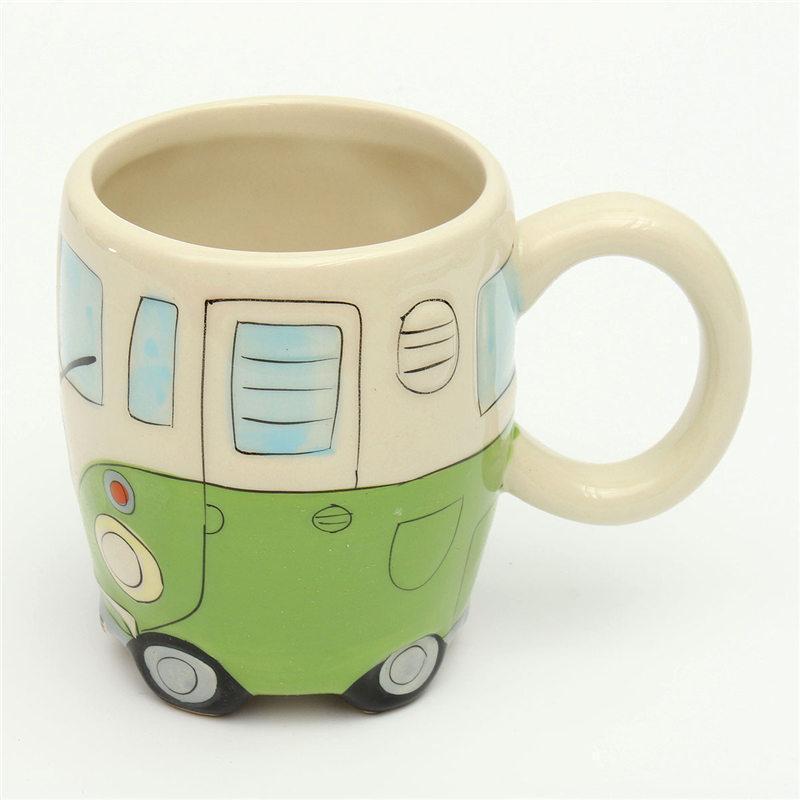 GroovyCup | Hippie Bus koffiemok – Retro camperbus theekopje, 330 ml keramische reismok voor warme dranken