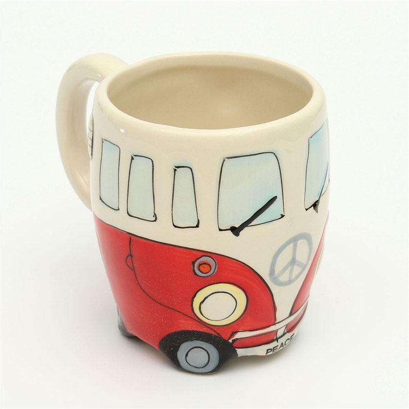 GroovyCup | Hippie Bus koffiemok – Retro camperbus theekopje, 330 ml keramische reismok voor warme dranken