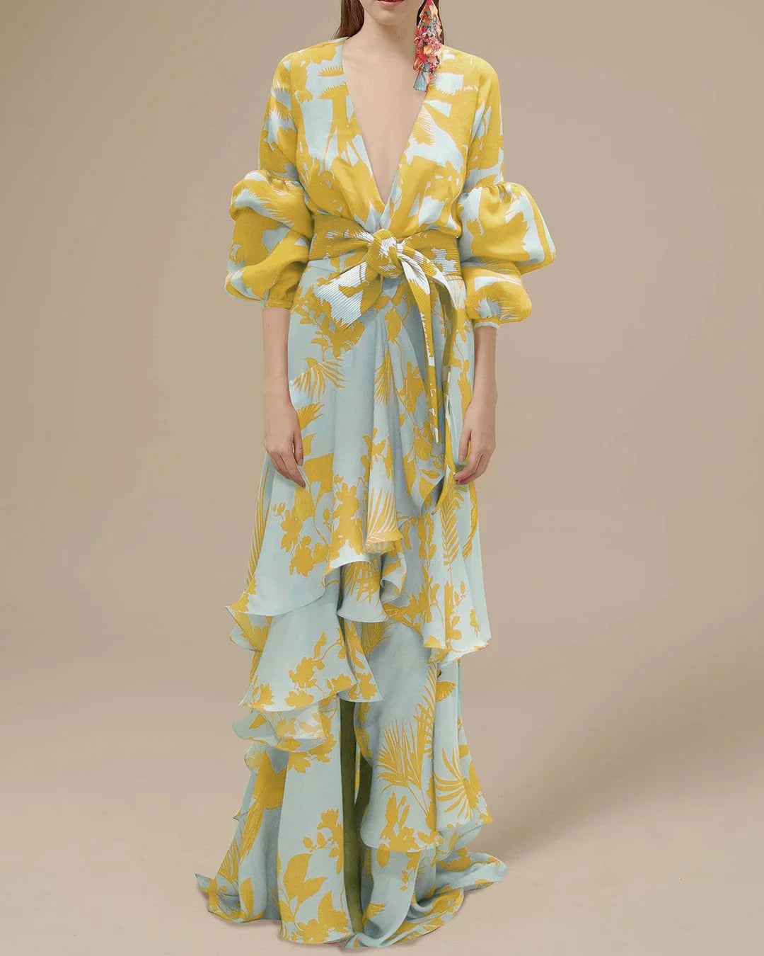 Caelisse | Dames Bloemen Chiffon Maxi Jurk – Zwierige Elegante Lange Zomerjurk