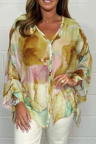 Maria | Zomerblouse voor dames – Lichtgewicht chiffonblouse met bloemenprint