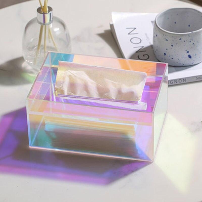 HoloBox | Iriserende Acryl Tissue Box - Decoratieve Moderne Tissue Houder, Stijlvolle Badkamer & Woondecoratie