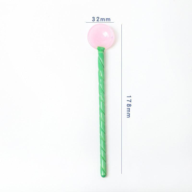 SwizzlePop | Retro glazen roerstaafje - Levendig lolly-ontwerp, herbruikbare cocktail roerstaafjes